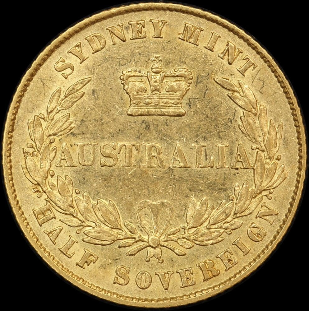 1866 Sydney Mint Type II Half Sovereign PCGS AU55