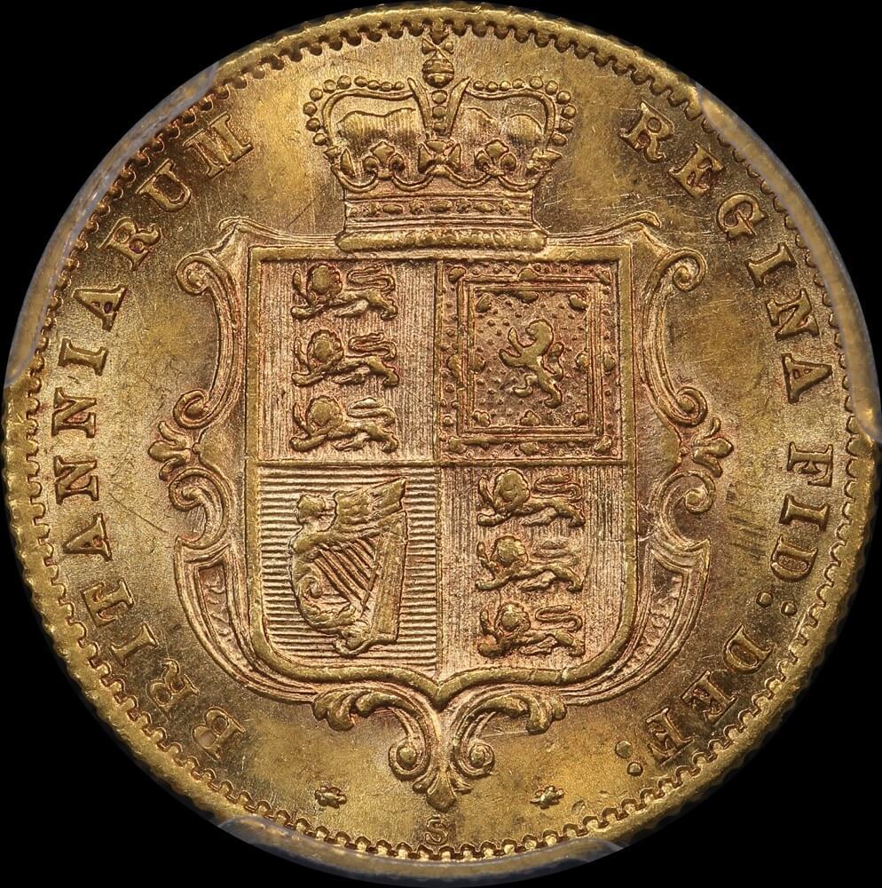1872 Sydney Young Head Half Sovereign about Unc (PCGS AU58)