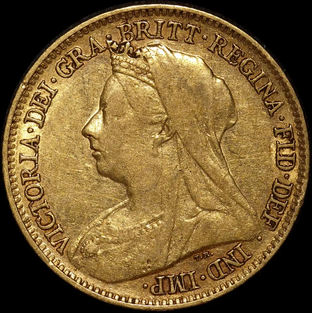 1900 Melbourne Veiled Head Half Sovereign Very Fine