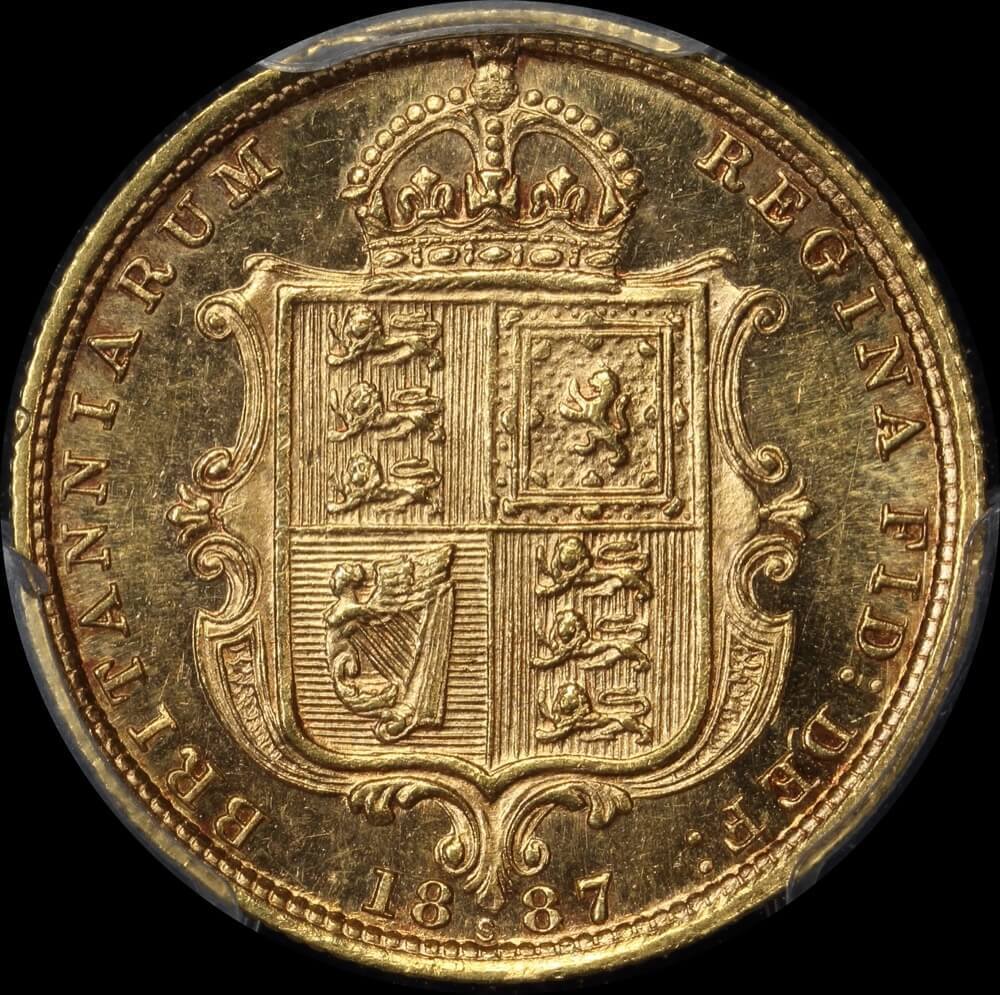 1887 Sydney Jubilee Head Half Sovereign Dish S501 Unc (PCGS MS 61)
