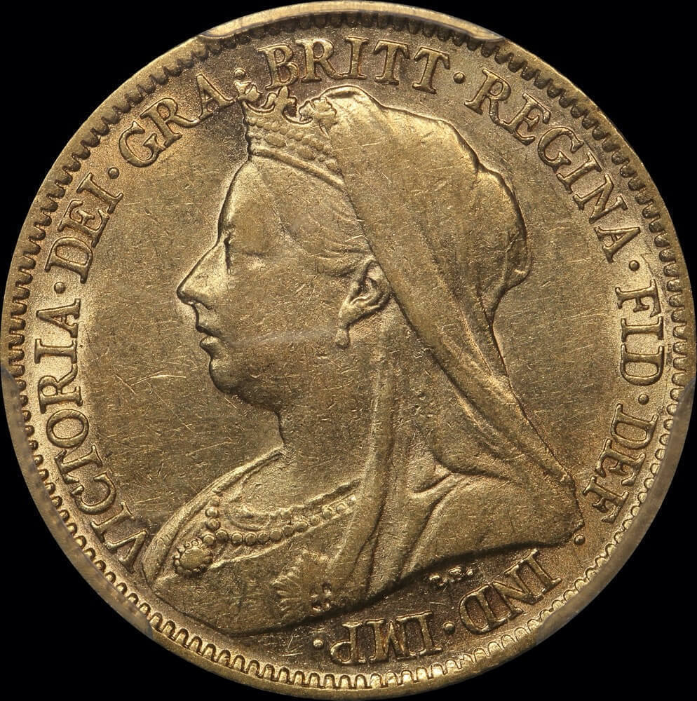 1900 Perth Veiled Head Half Sovereign about EF PCGS AU50 product image