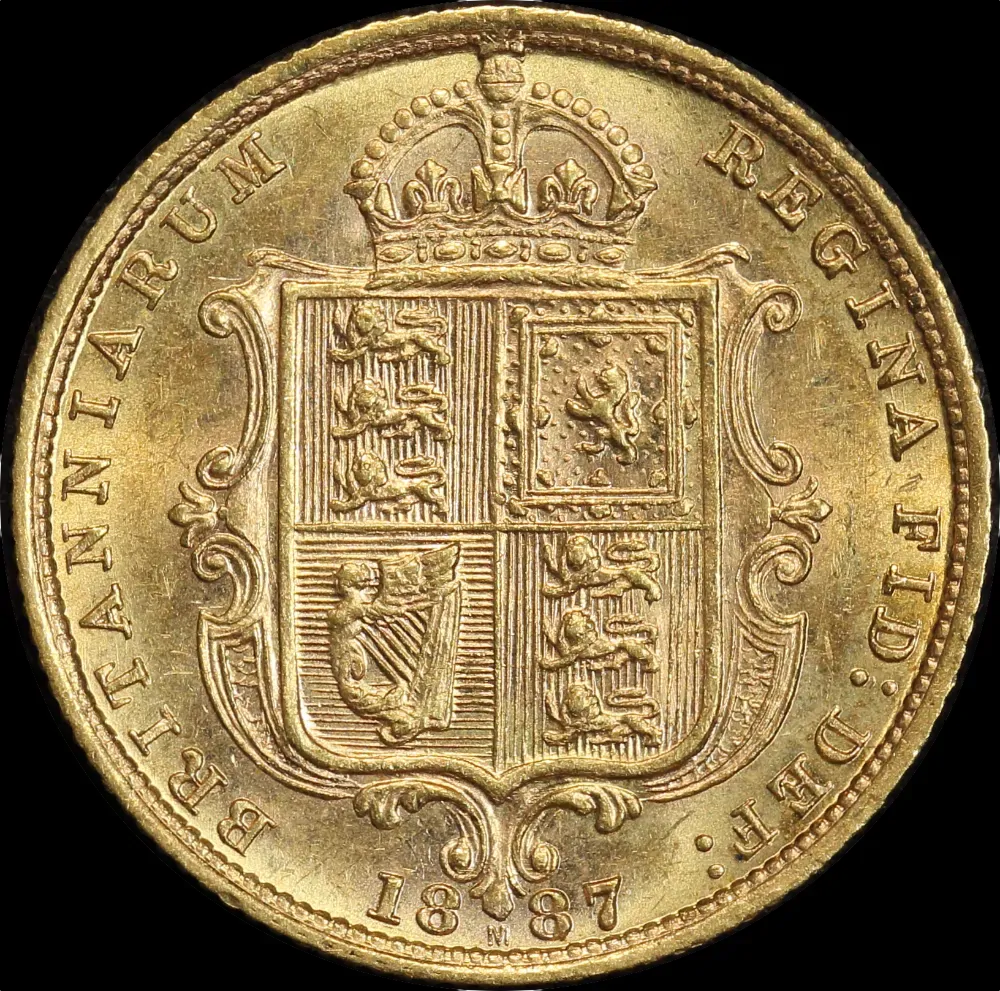 1887 Melbourne Jubilee Head Half Sovereign Dish M506 about Unc