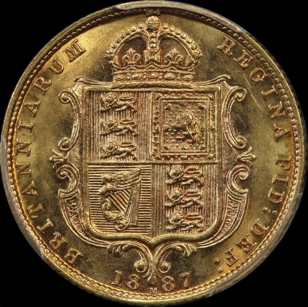 1887 Melbourne Jubilee Head Half Sovereign Dish M506 Unc (PCGS MS62)