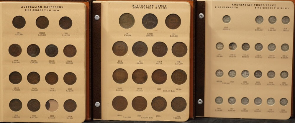 Complete Date Set of Australian Predecimal Coins in Dansco Supreme Albums (Ex 1930 1d, 1923 1/2d and 1922/21 3d) product image