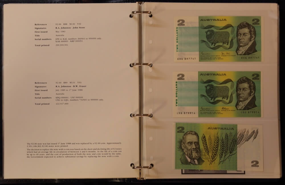 Complete Set of Standard Australian Paper Decimal Banknotes 1966 1996 in Uncirculated quality (ex R402) Caldwell Collection product image