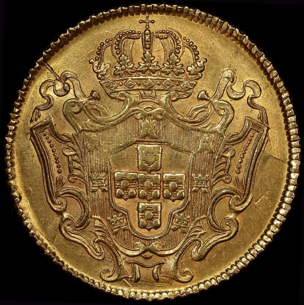 Brazil 1732-M Gold 12,800 Reis (Johanna) KM#139 about EF