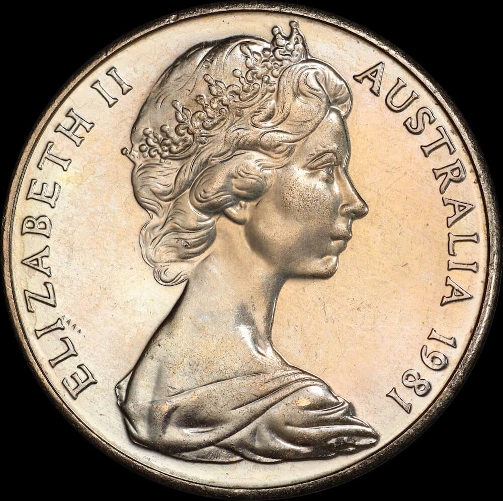 Australia 1981 20¬¨¬¢ 3 1/2 Claw Scalloped Letters Obverse PCGS MS66