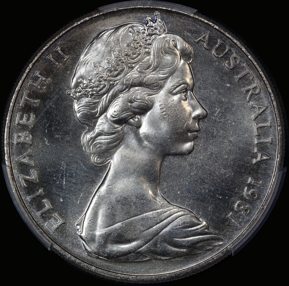 Australia 1981 20¬¨¬¢ 3 1/2 Claw Scalloped Letters Obverse PCGS MS65