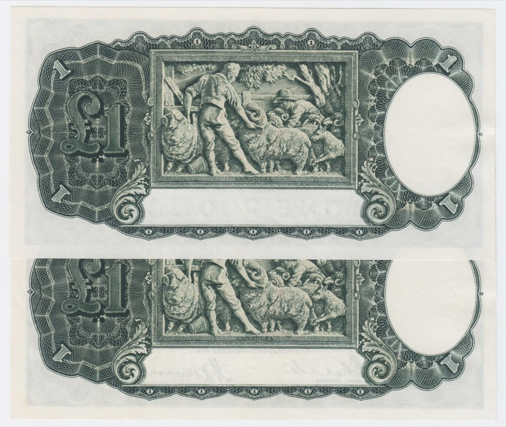 1933 One Pound Consecutive Pair Riddle/Sheehan R28 EF