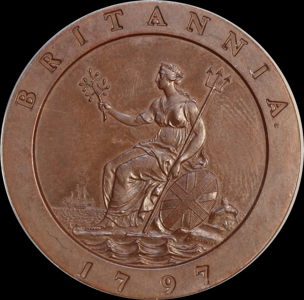 Great Britain 1797 Proof Copper Cartwheel Twopence George III S# 3776 PCGS PR63BN