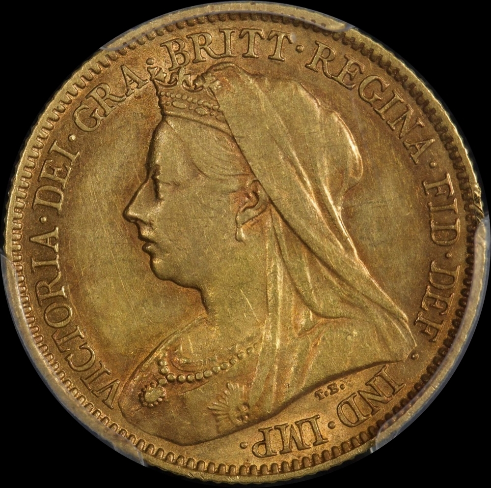 1900 Perth Veiled Head Half Sovereign PCGS AU55