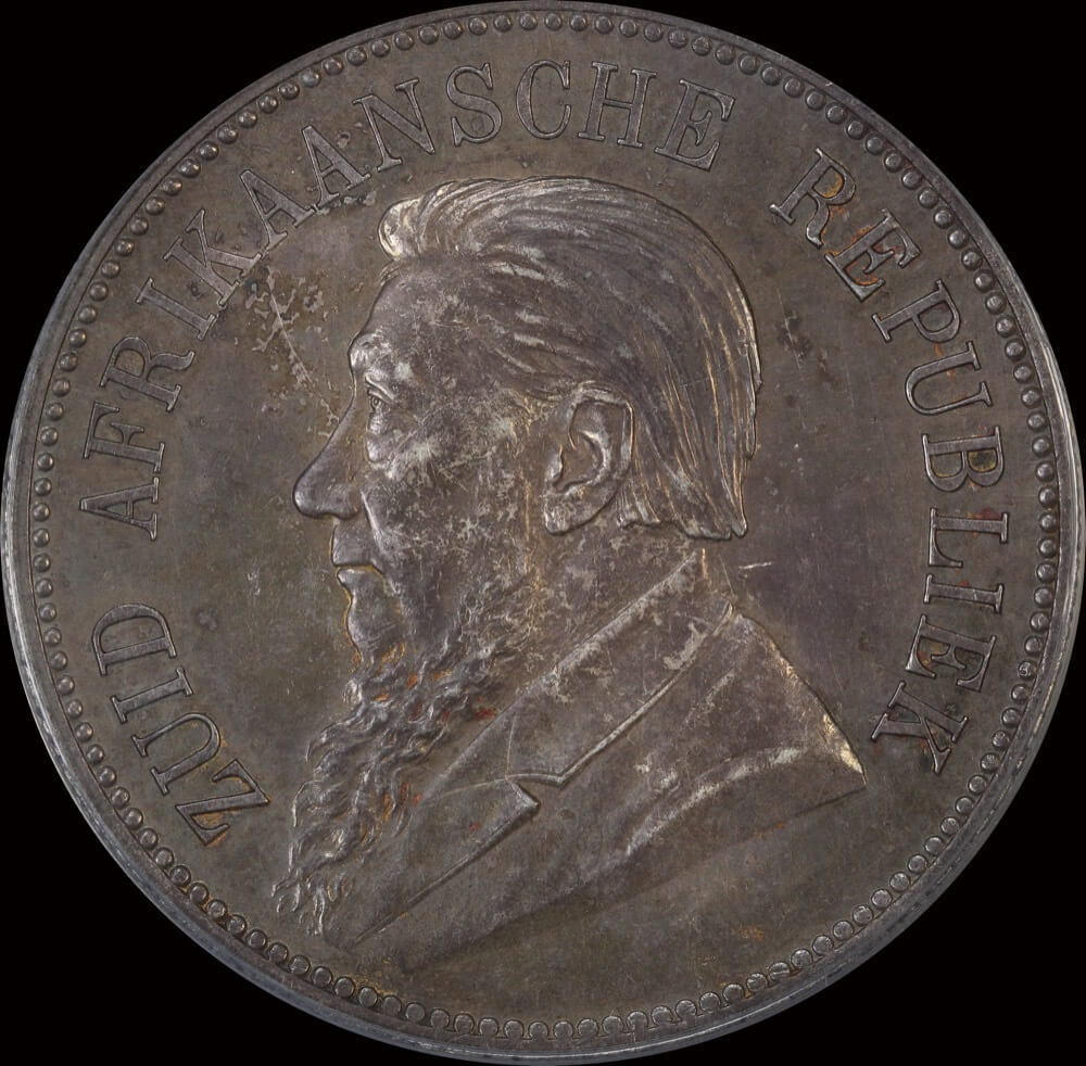 South Africa 1892 Silver 5 Shillings KM#8.1 Single Shaft PCGS AU58 product image