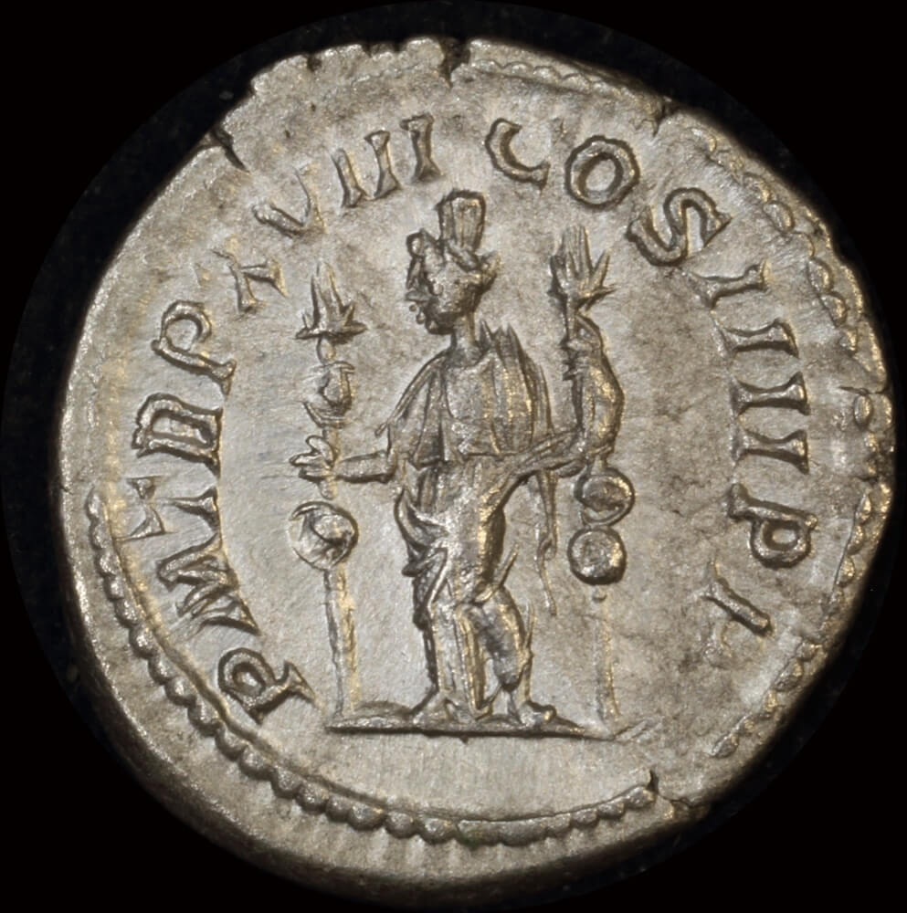 Ancient Rome (Imperial) AD 215 Caracalla Silver Denarius Fides RIC# 266 EF product image