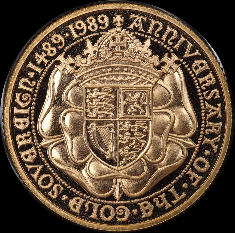 1989 Gold Proof Sovereign 500th Anniversary Elizabeth II S#SC3 FDC product image