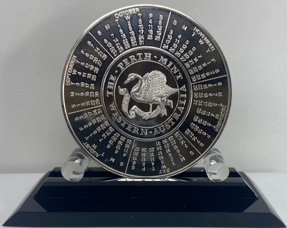 1991 Perth Mint 5ozt Silver Calendar Medallion
