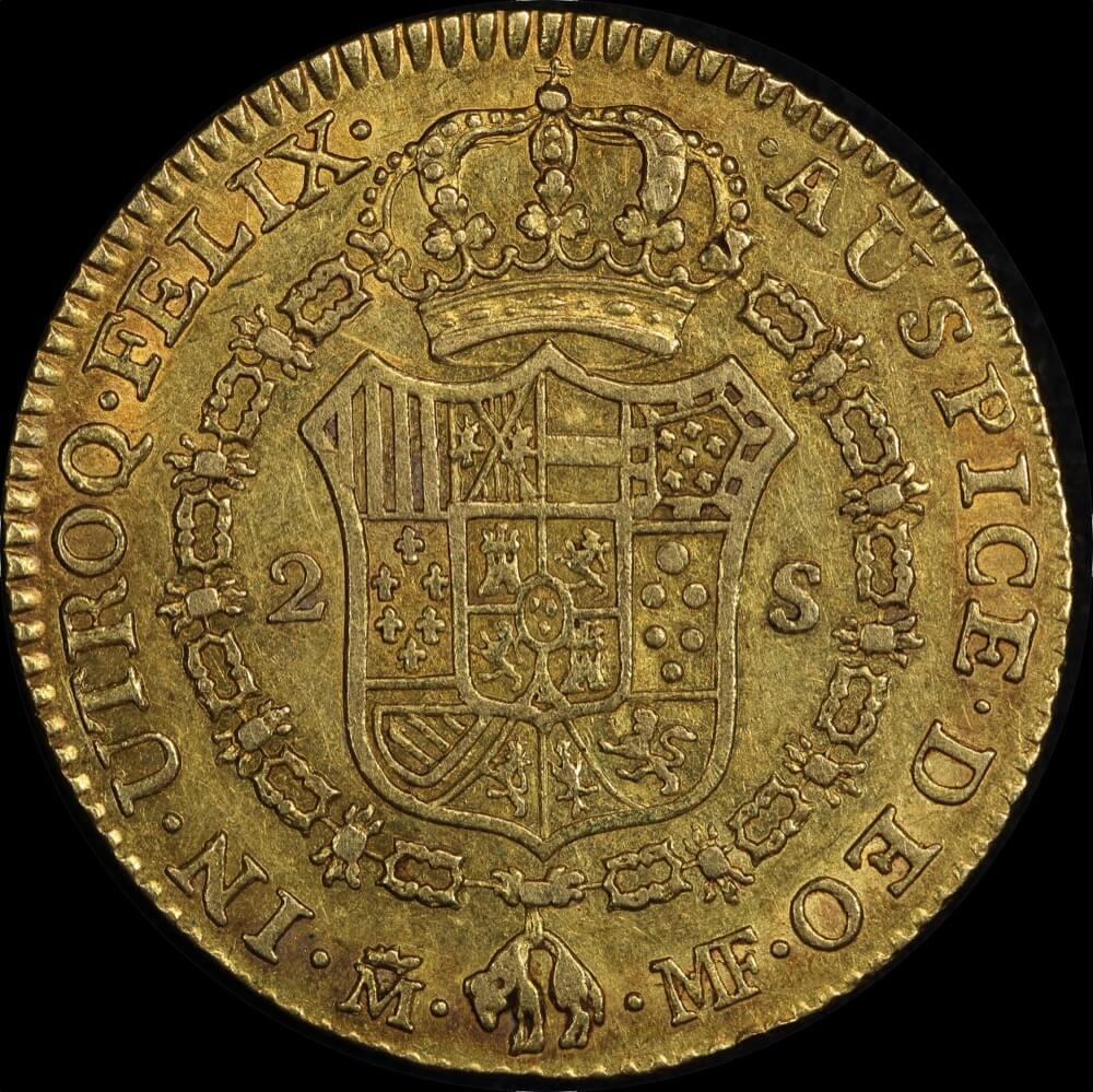 Spain 1794-MF Gold 2 Escudos KM#435.1 Extremely Fine product image