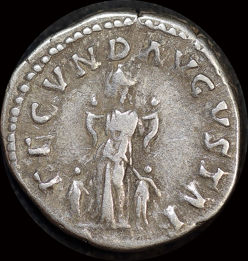 Ancient Rome (Imperial) 161 175 AD Faustina Junior Silver Denarius Fecunditas RIC III 676 Good Fine
