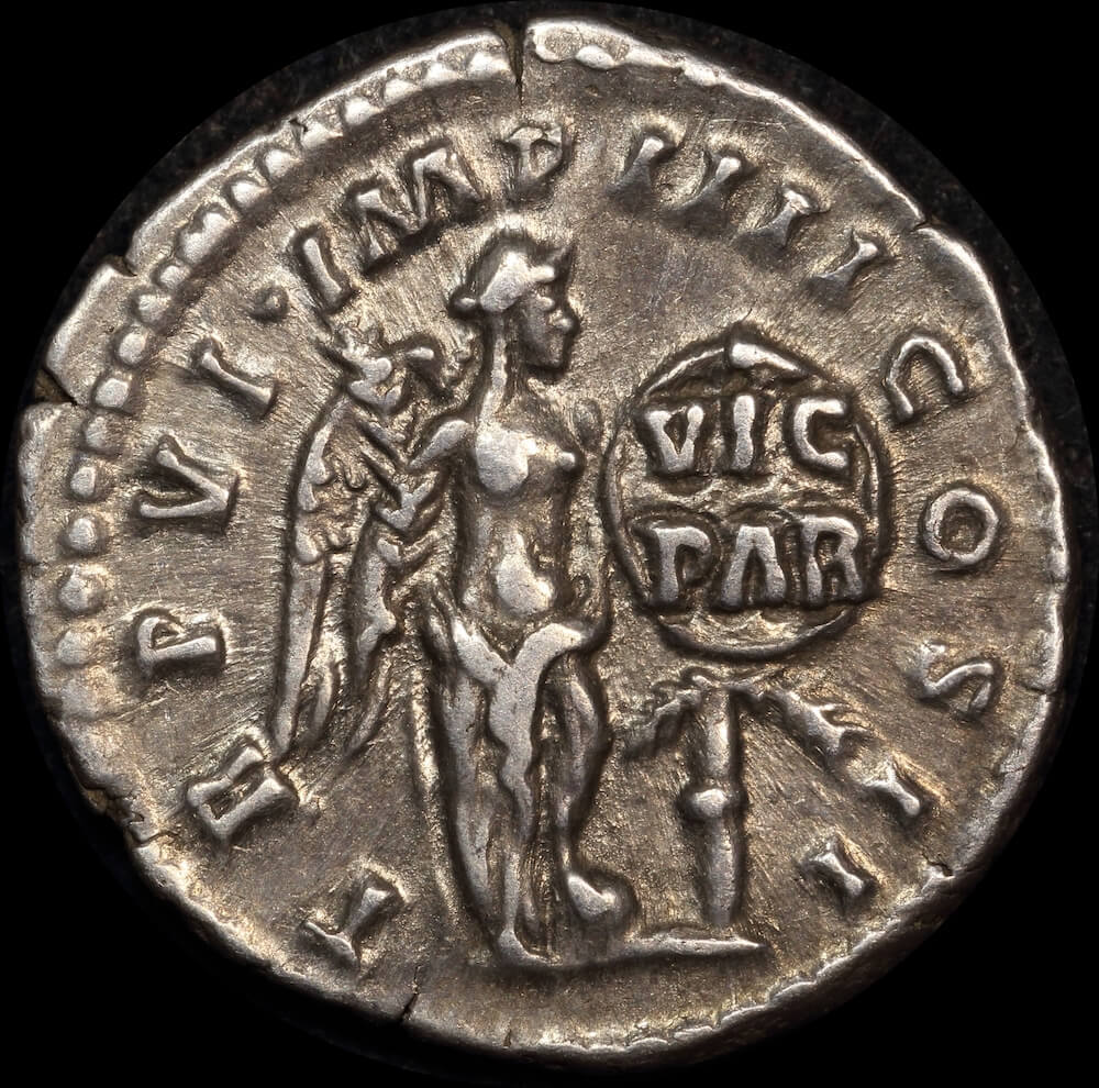 Ancient Rome (Imperial) AD 166 Lucius Verus Silver Denarius Victory RIC III # 566 about EF product image