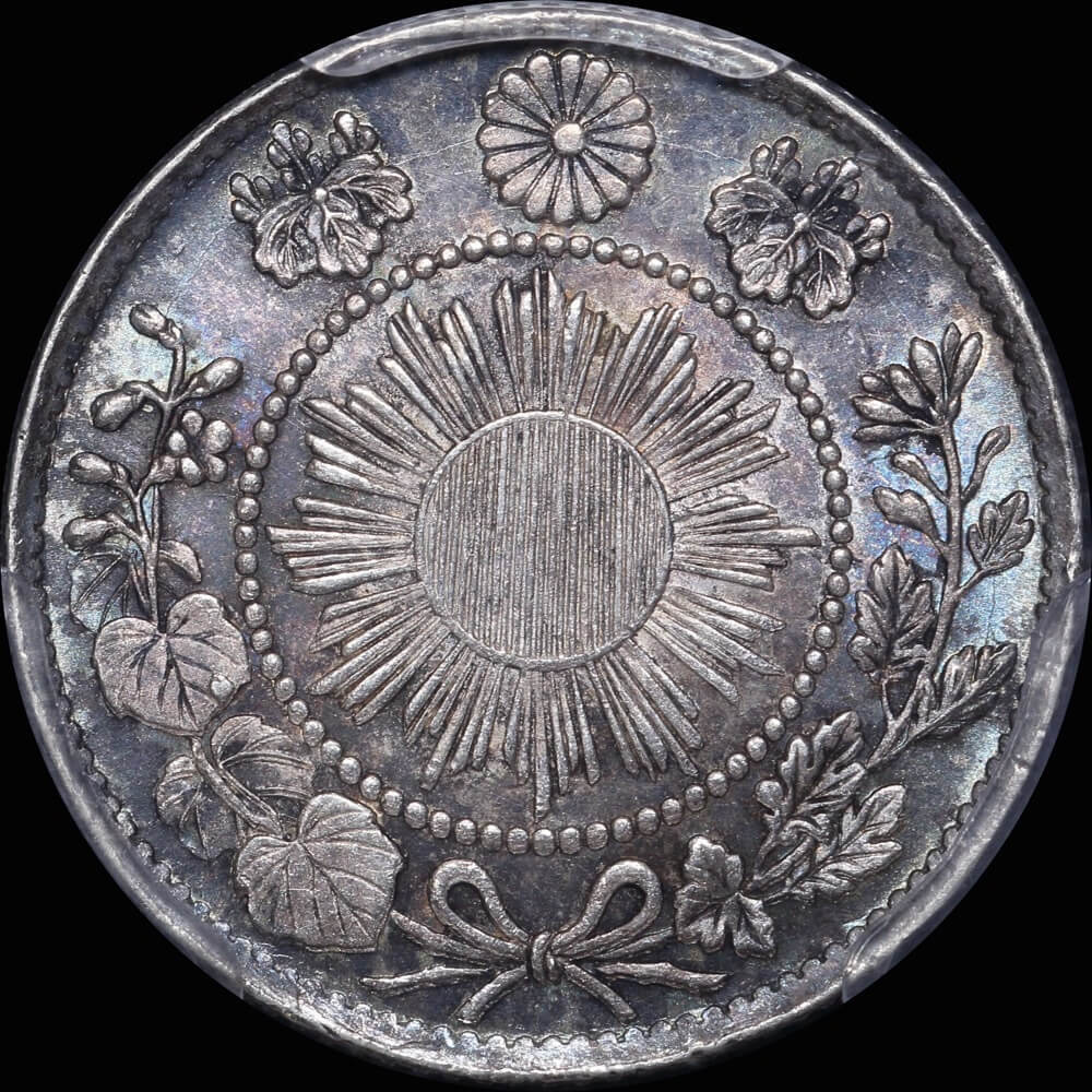 Japan (1870) M3 Silver 10 Sen Y# 2 Shallow Scales Gem Unc PCGS MS65 product image