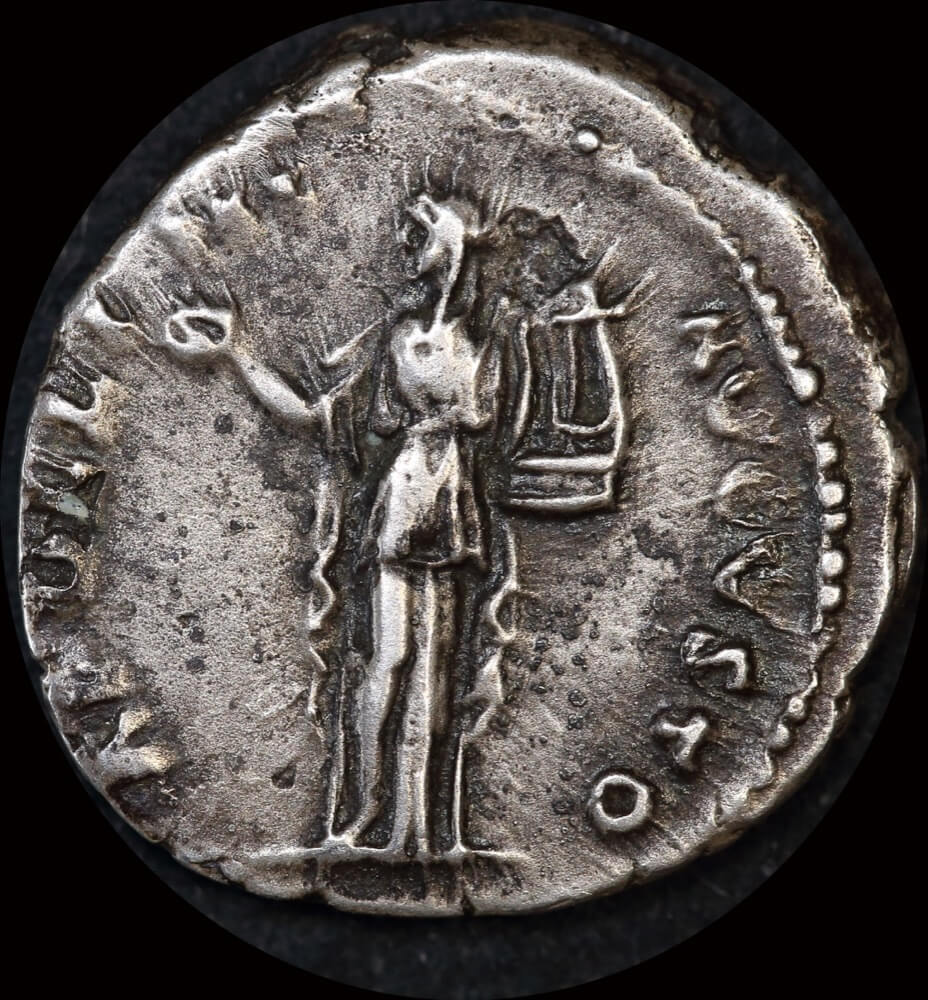 Ancient Rome (Imperial) 140 143 AD Antoninus Pius Silver Denarius Apollo RIC III # 63ba good VF