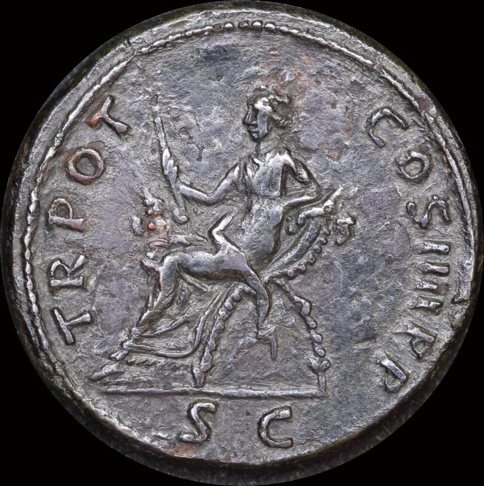 Ancient Rome (Imperial) 101-102 AD Trajan Bronze Dupondius Abundantia RIC 428 EF