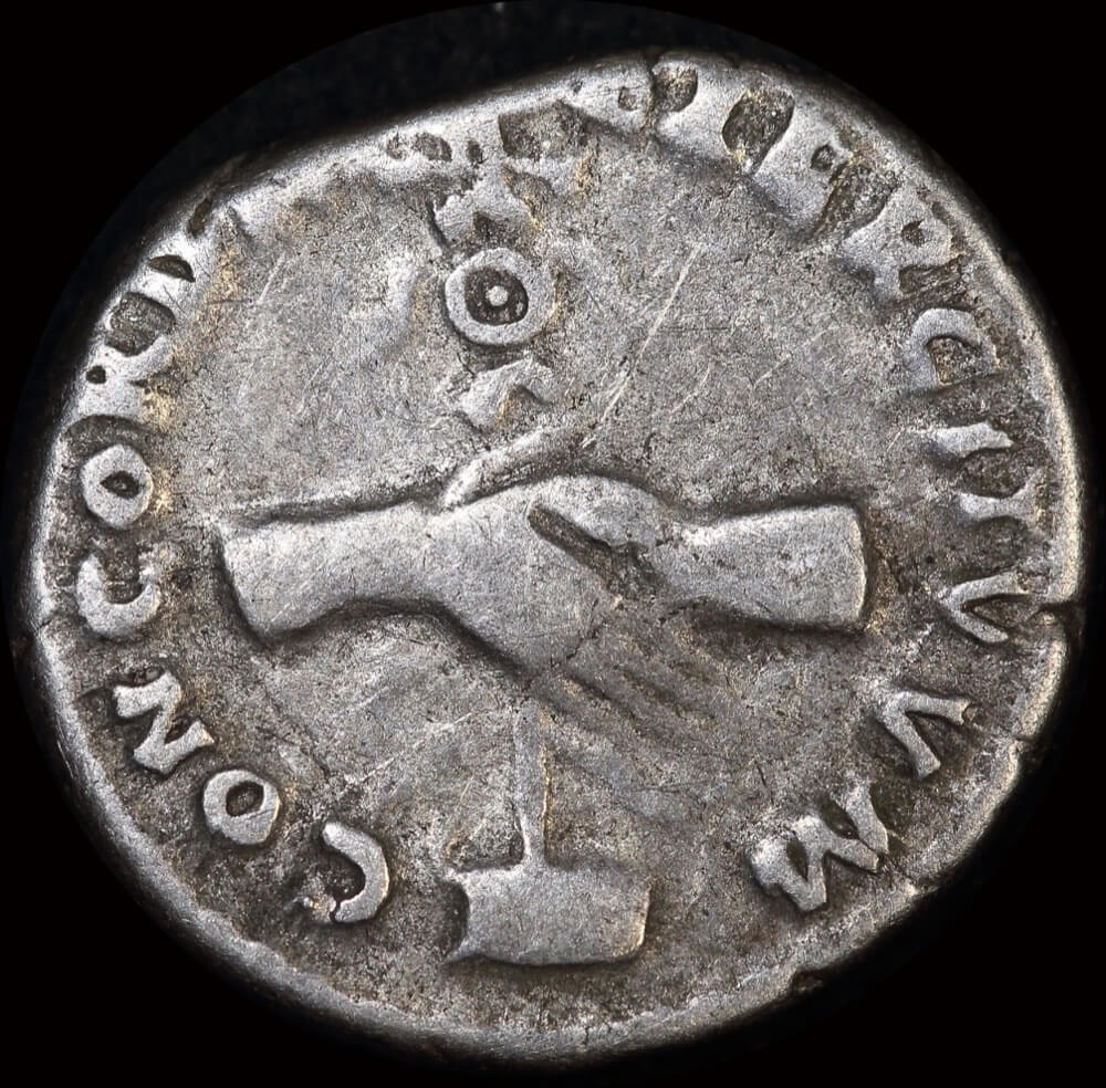 Ancient Rome (Imperial) AD 96 Nerva Silver Denarius Clasped RIC II # 3 Fine product image