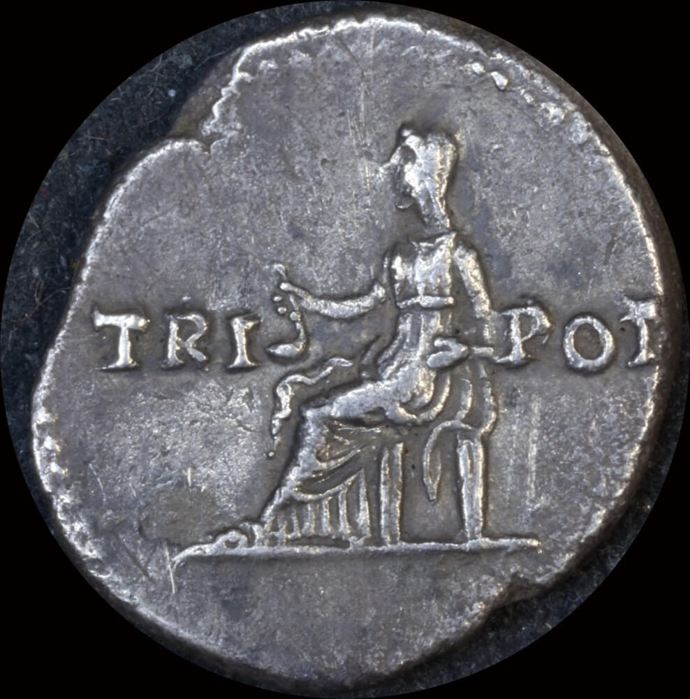 Ancient Rome (Imperial) 71 AD Vespasian Silver Denarius Vesta BMC 58 good VF product image