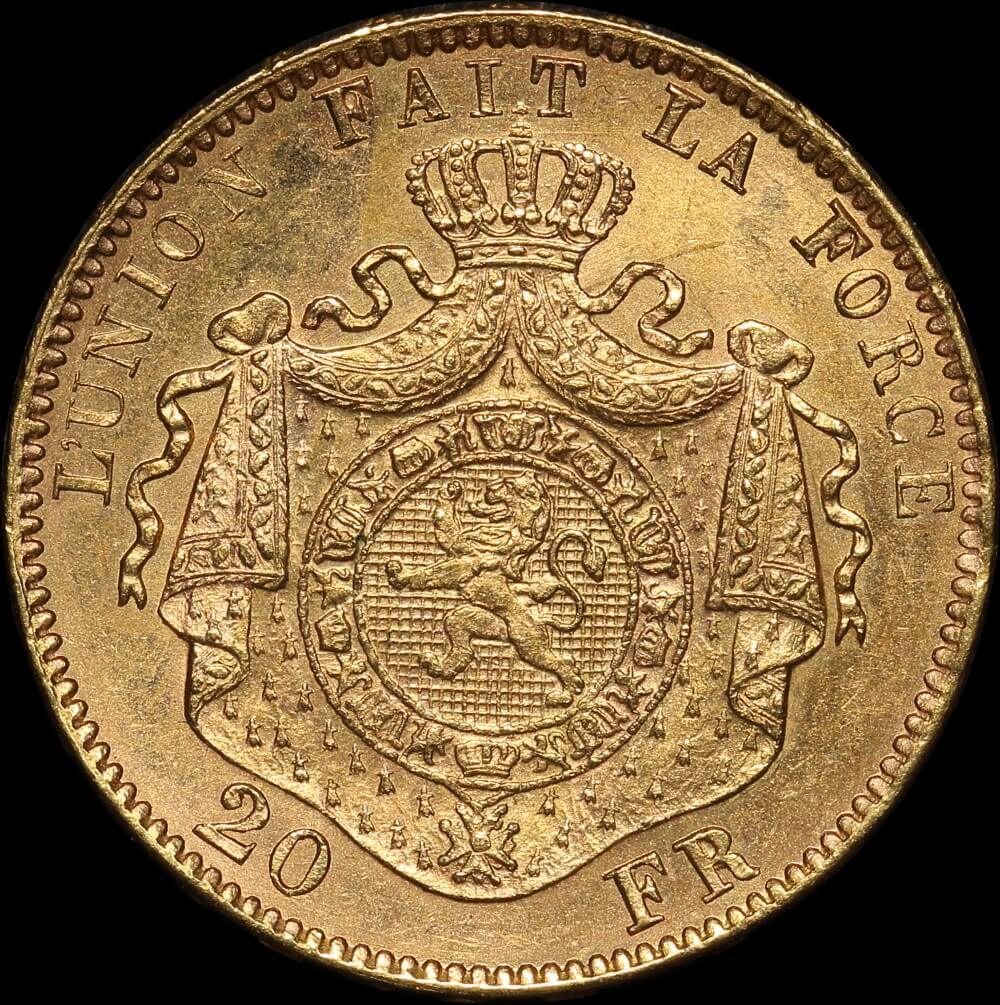 Belgium 1875 Gold 20 Francs KM#37 about Unc product image