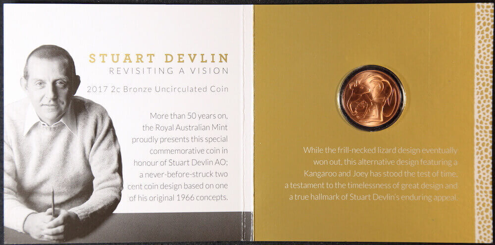 2017 2 Cent Bronze Uncirculated Coin Stuart Devlin Commemorative