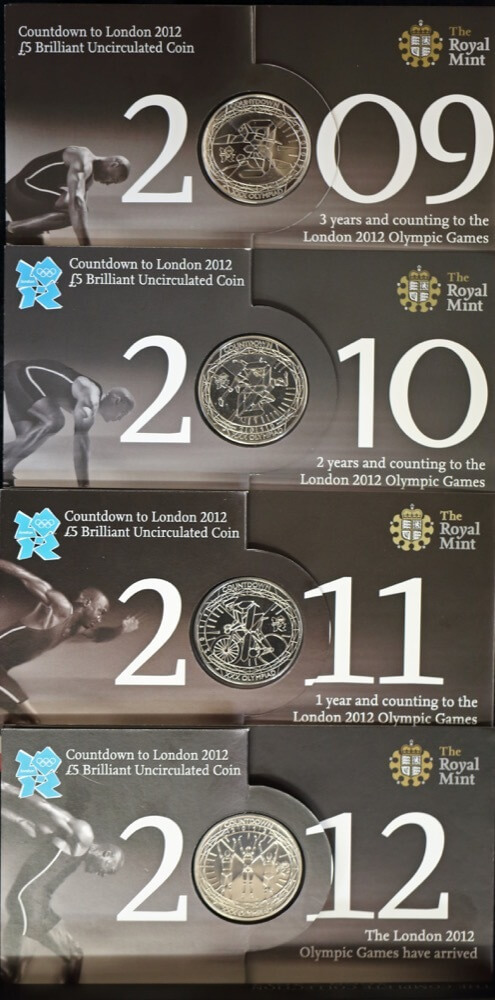 Great Britain 2009 - 2012 5 Pound 4 Coin Set Countdown to London