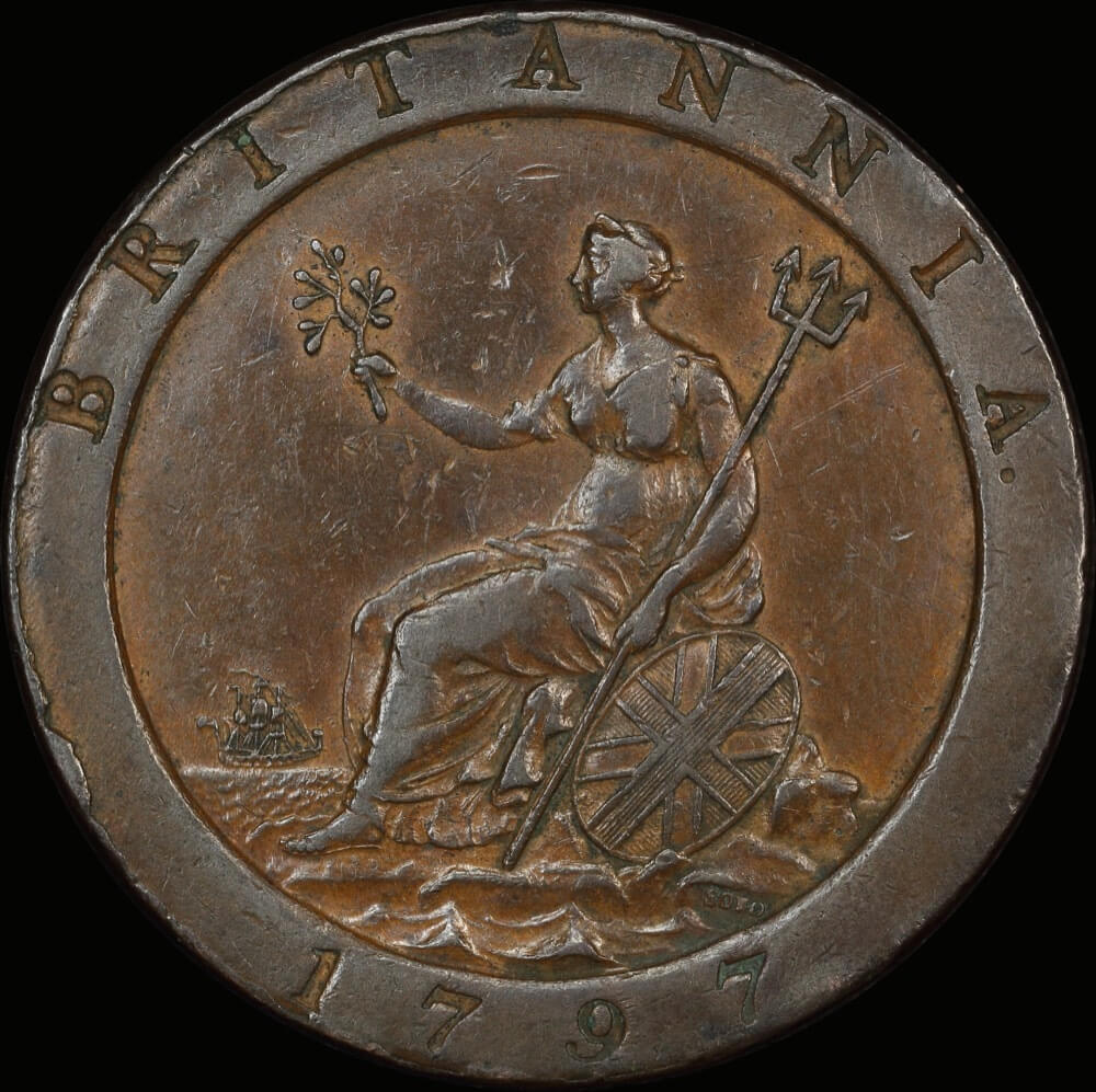 1797 Copper Cartwheel Penny George III S#3777 about EF product image