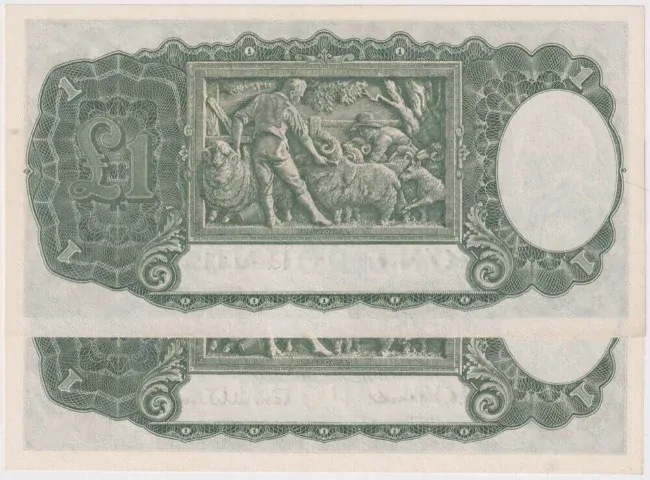 1952 One Pound Consecutive Pair Coombs/Wilson R32 Uncirculated product image