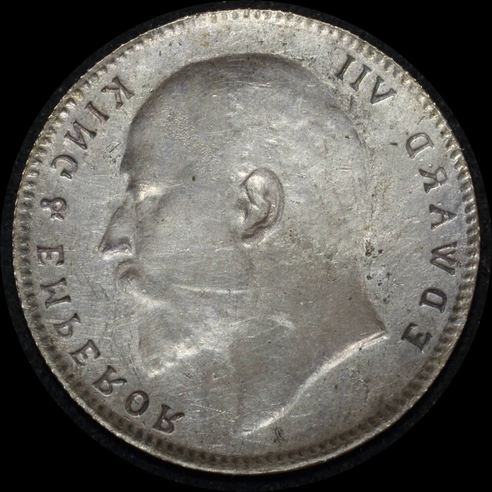 India Undated Silver One Rupee KM#508 about EF Full Obverse Brockage Error