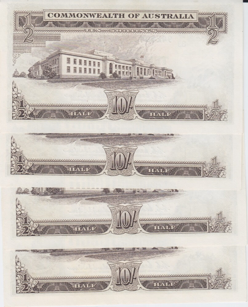 1961 Ten Shilling Coombs/Wilson Consecutive Run of 4 R17 Uncirculated product image