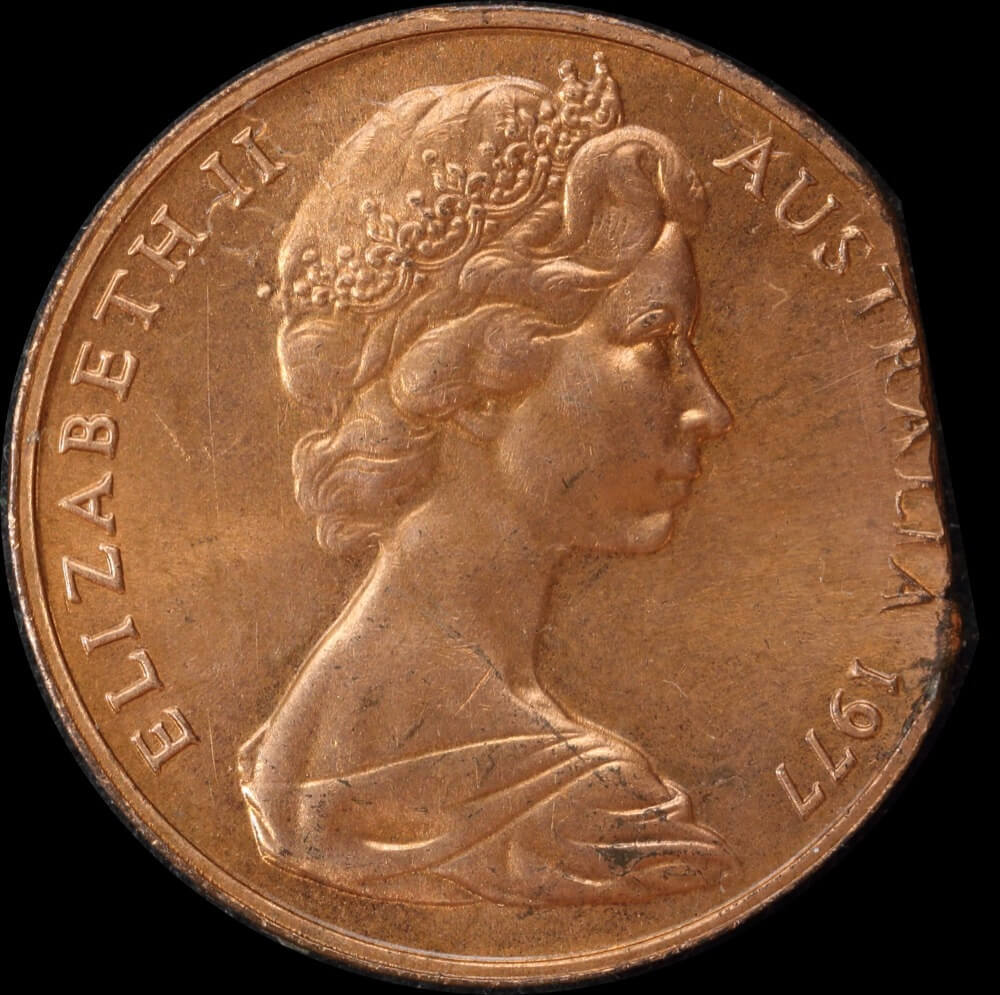 Australia 1977 Two Cents End of Bar Clipped Planchet Error Choice Uncirculated