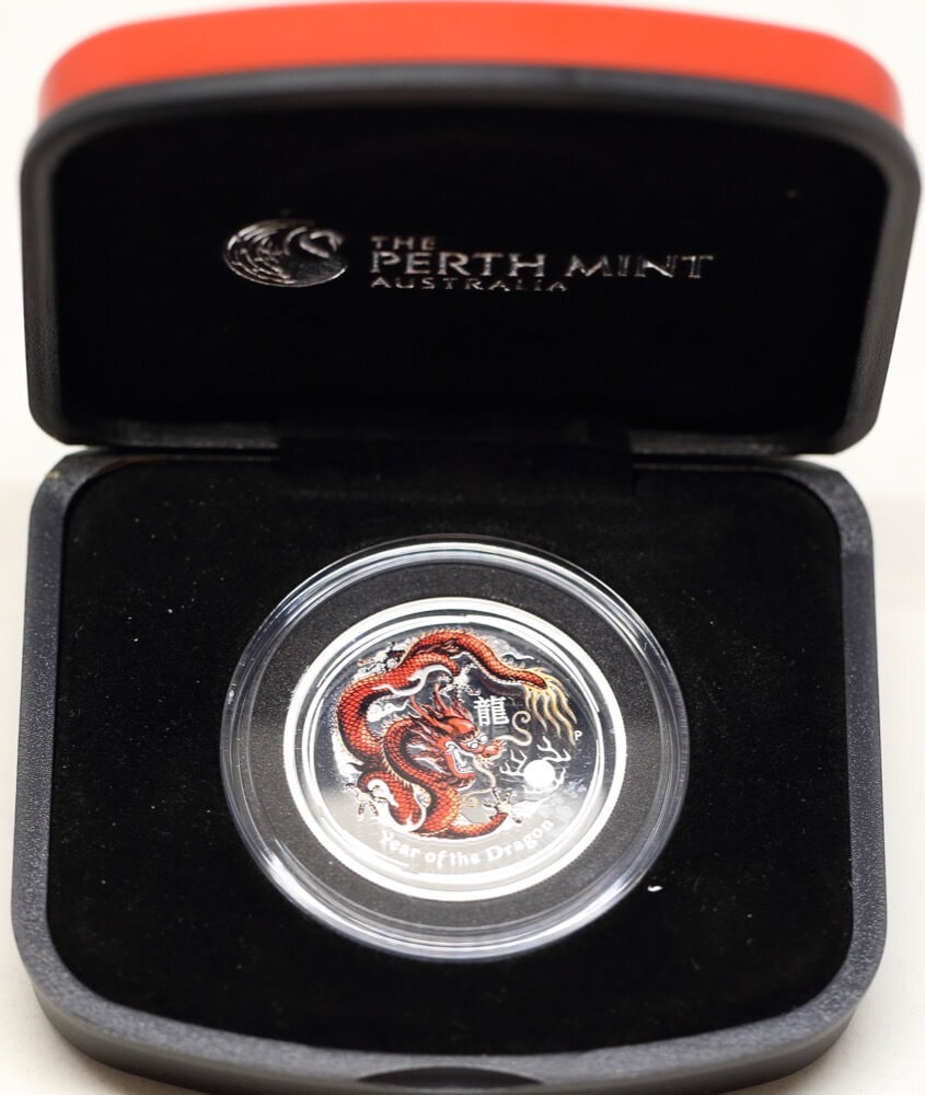 2012 Silver 1/2 Ounce Coloured Proof Coin Lunar Year of the Dragon