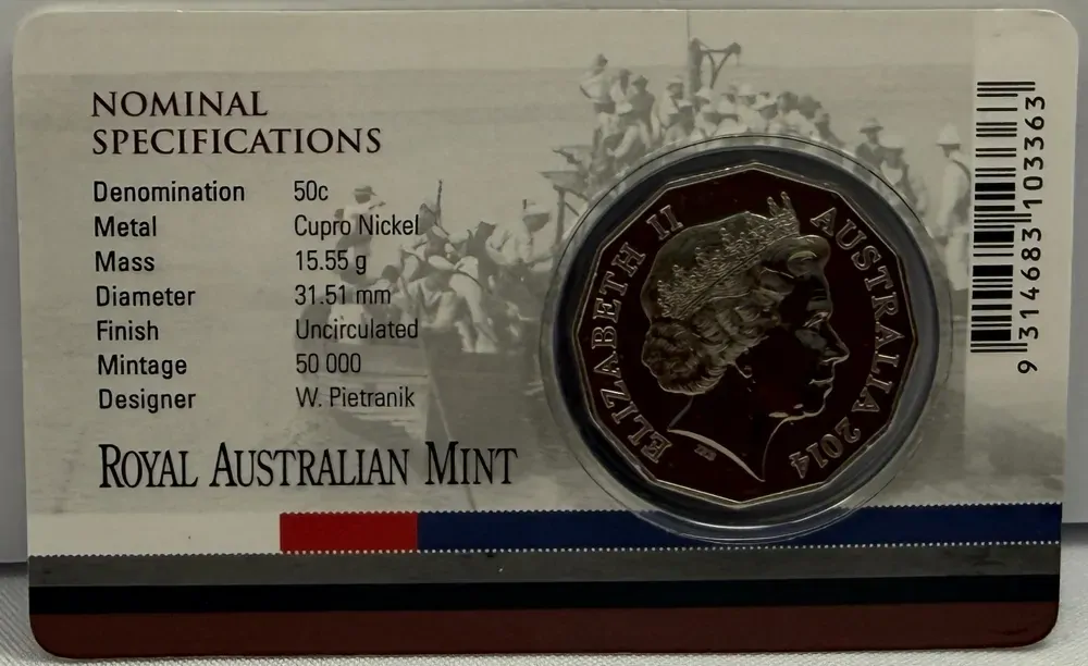 2014 50 Cent Uncirculated Coin Australia At War - Battle of Cocos