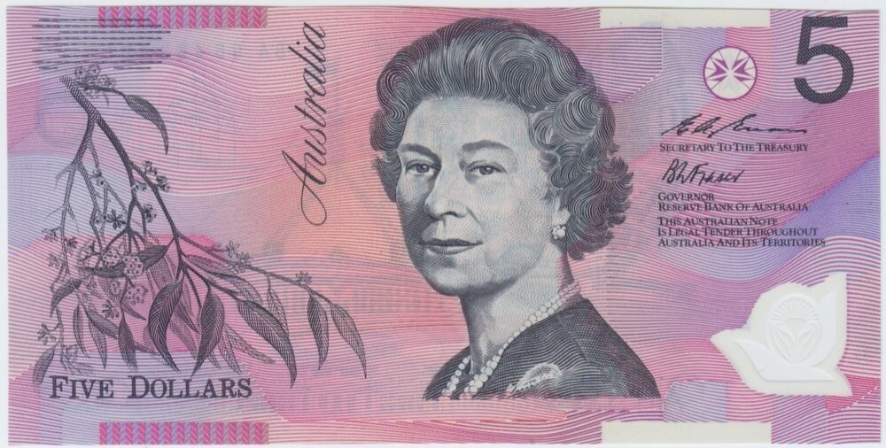 1996 $5 Note Fraser/Evans BA96 1st Prefix R217bF Uncirculated