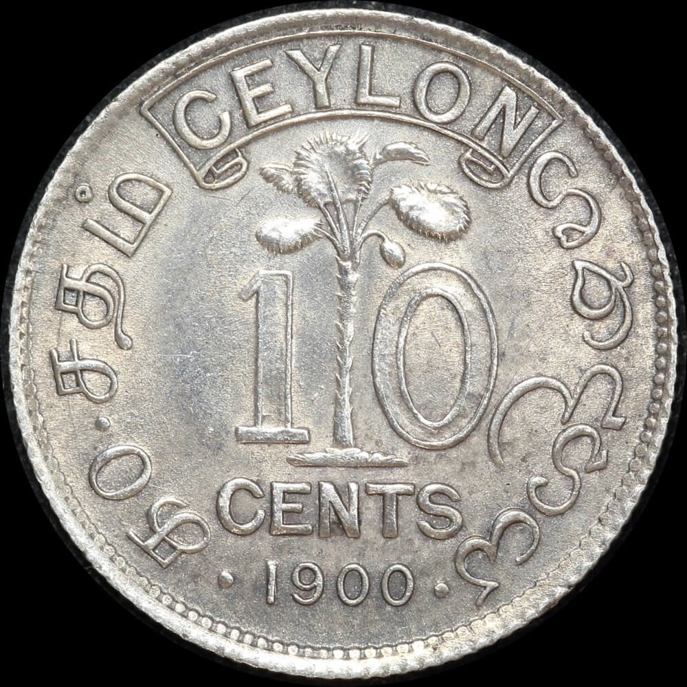 Ceylon 1900 Silver 10 Cents KM#94 Uncirculated product image