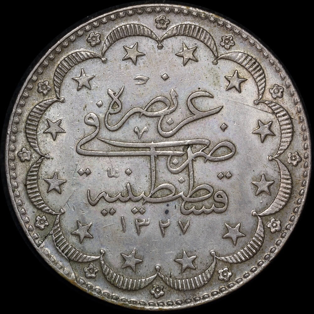 Egypt 1917 1327/9 Silver 20 Kurush KM#780 EF product image