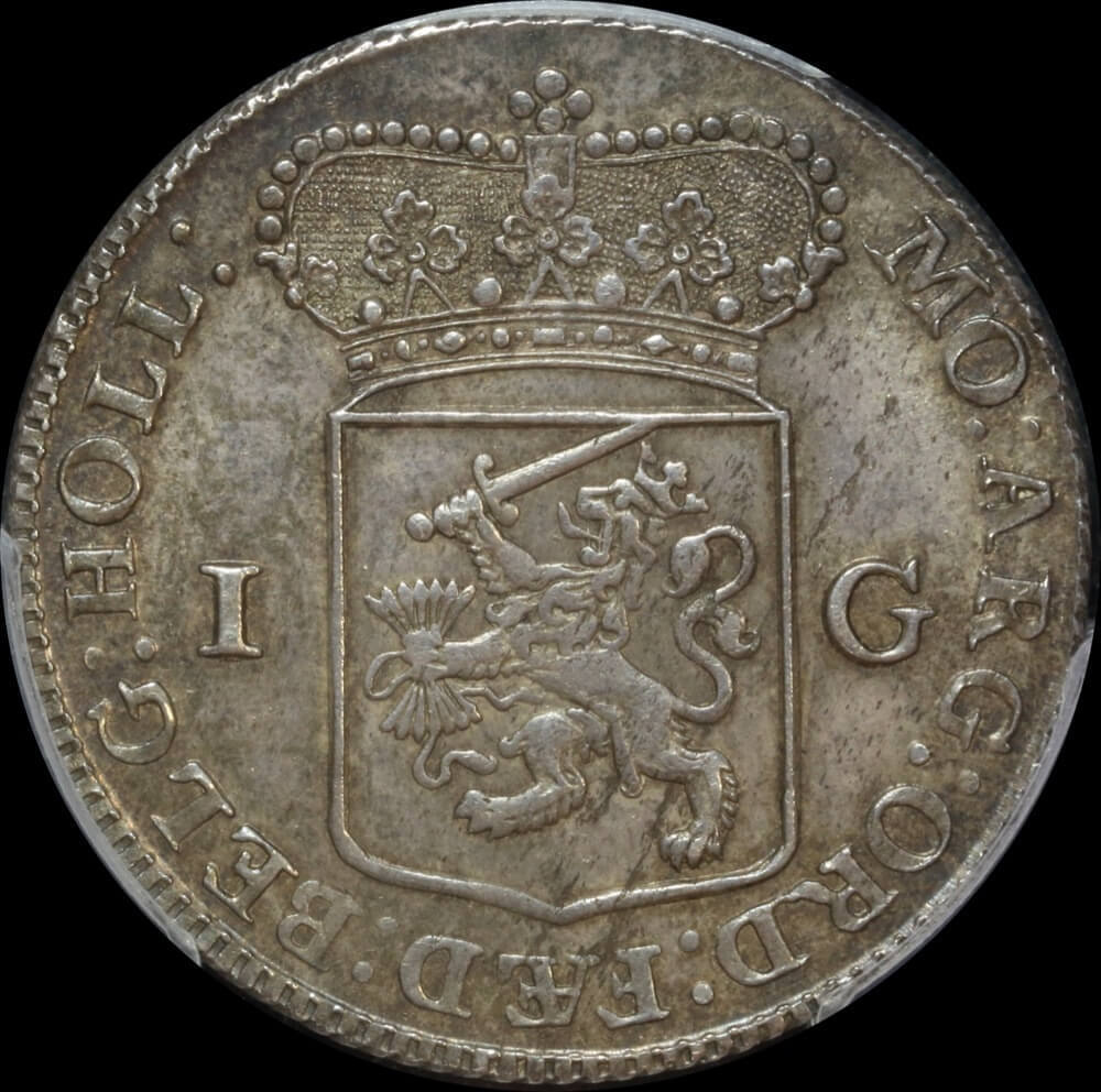 Netherlands (Holland) 1763 Silver Guilder KM#73 PCGS AU58
