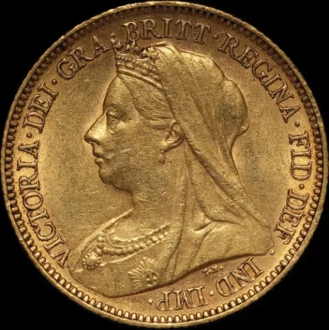 1900 Perth Veiled Head Half Sovereign good VF