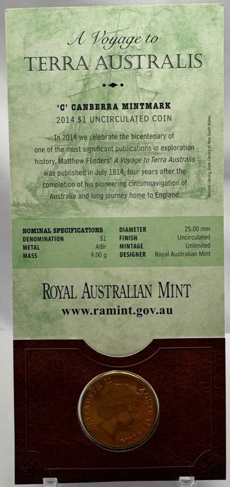2014 1 Dollar Uncirculated Coin Terra Australis Canberra