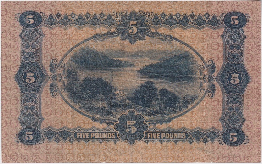 1918 Five Pound Cerutty / Collins R37b good Fine