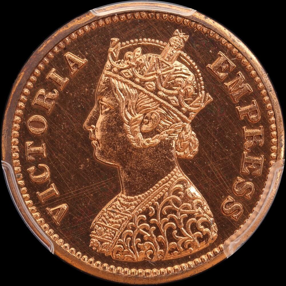 India (British) 1899 Proof Restrike Half Pice KM# 484 PCGS PR64RD product image