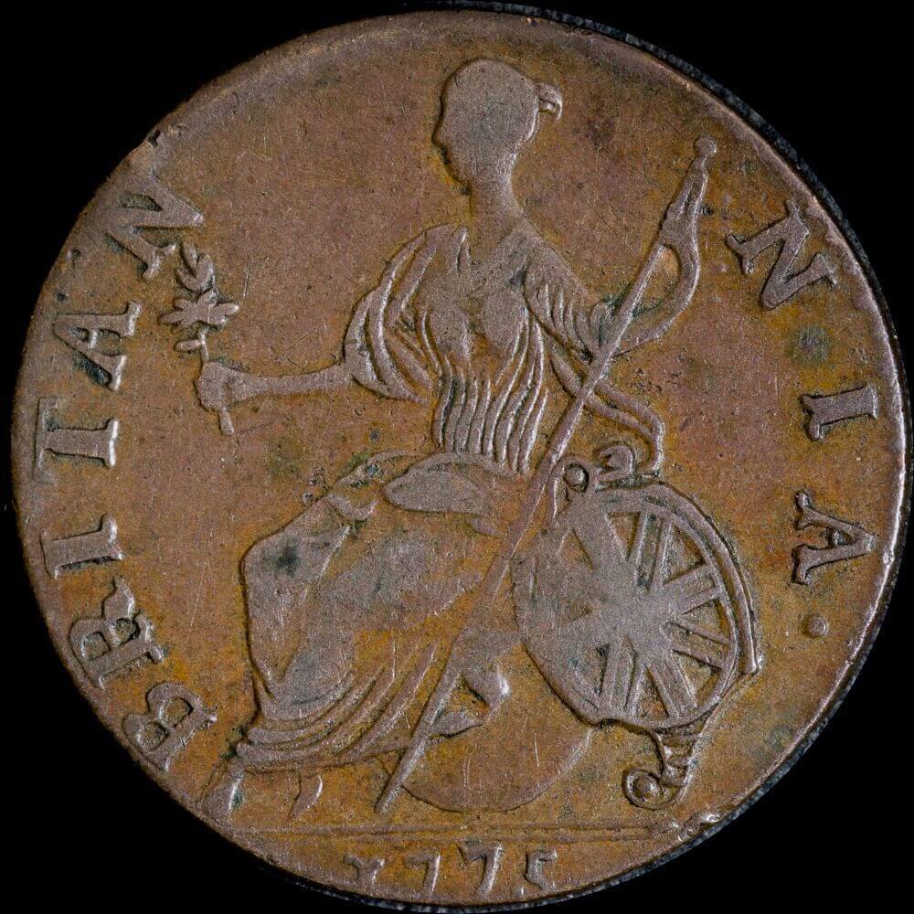 1775 Contemporary Counterfeit Halfpenny George III Very Fine
