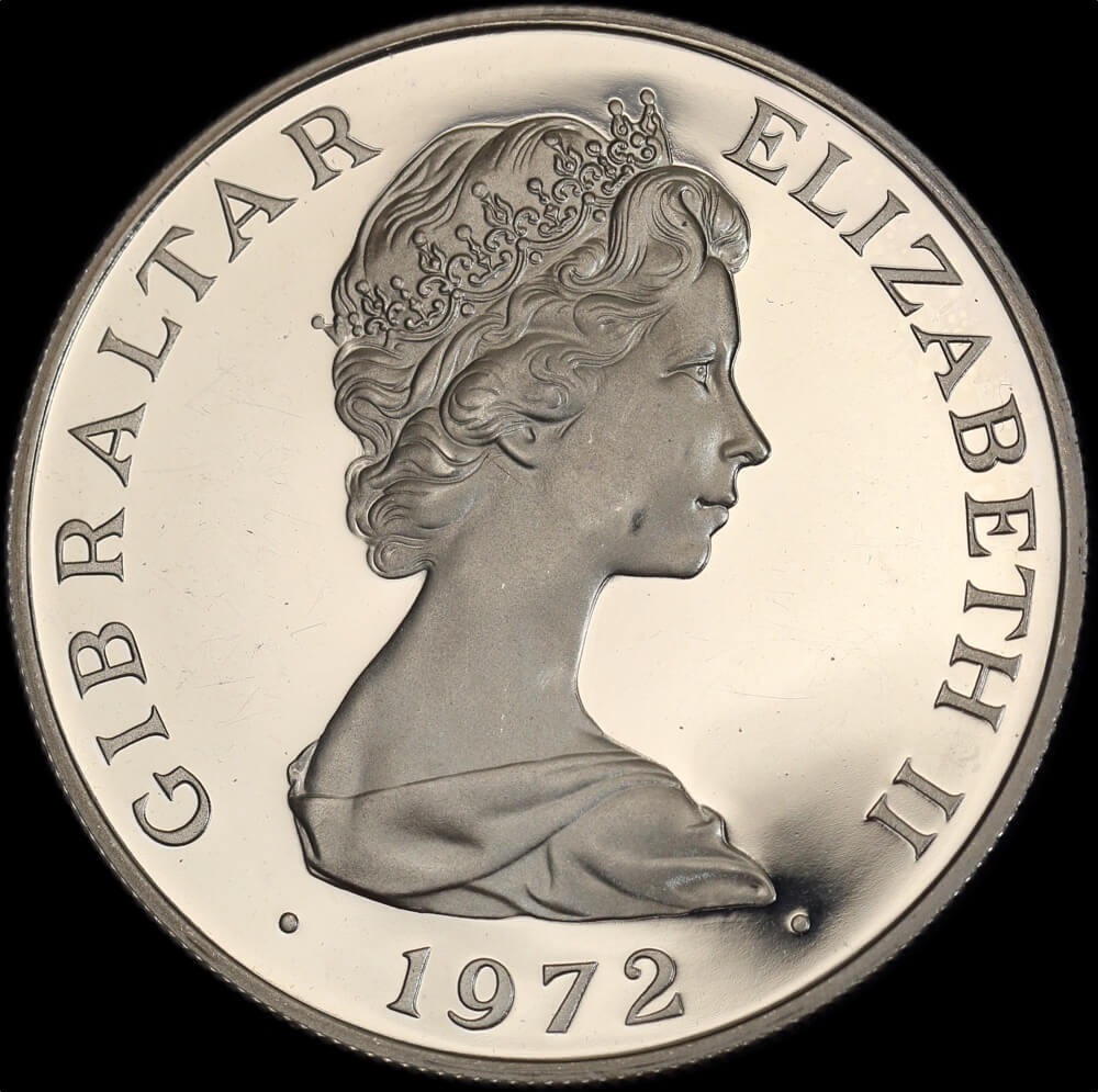 Gibraltar 1972 Silver 25 New Pence Uncirculated Coin KM# 6a Silver Wedding Anniversary product image