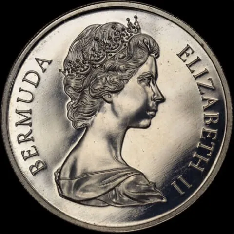 Bermuda 1972 Silver 1 Dollar Uncirculated Coin KM#22a Silver Wedding Anniversary product image