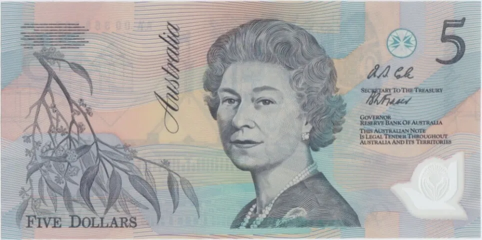 1992 $5 Note AA00 First Polymer Prefix Fraser/Cole R214F Uncirculated