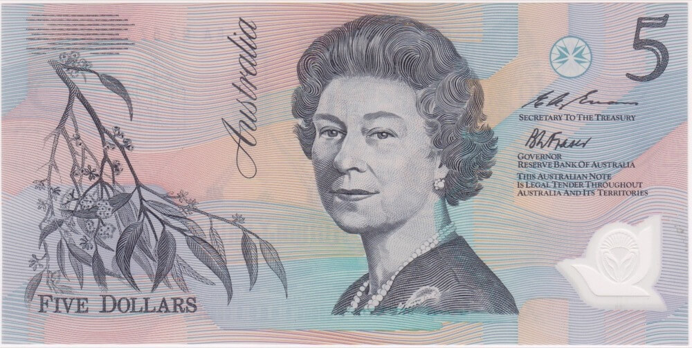 1993 $5 Note EA93 Last prefix Fraser/Evans R216L Uncirculated